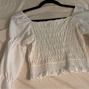 Puff long sleeve white blouse